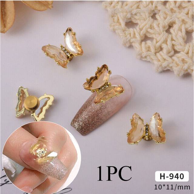 Crystal 3D Nail Art Decoration Moving Butterfly Rhinestone Gems Charms Decor DIY