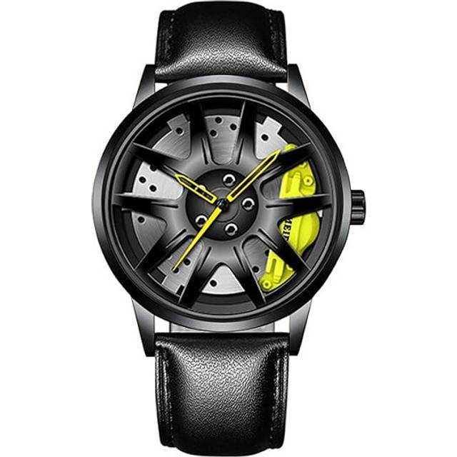 Reloj Goracer, Relojes Goracer, Goracer Watch for Men, 3D Car Wheel Design Wristwatch Fashion Sport Watch Quartz Mesh Rim Hub Watches