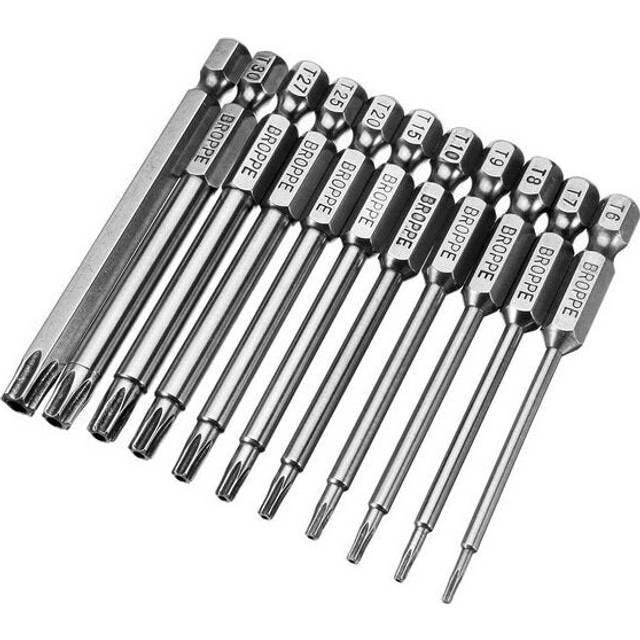 11pcs T6-T40 75mm Magnetic Torx Screwdriver Bits 1/4 Inch Hex Shank
