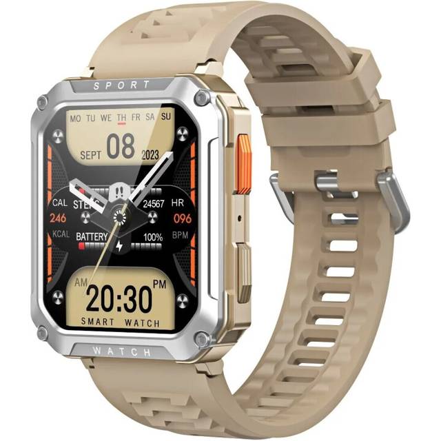 (Gold) FOBASE T8 PRO 2.01 Inch Men's Outdoor Rugged Military BT Call Smart Watch