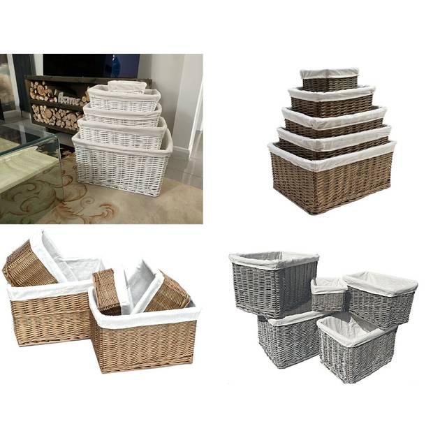 Big Huge Deep Fireplace Log Storage Basket With Lining XX Large 58 x 43 x 32 cm - White - 600mm