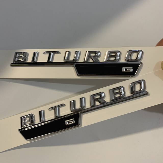 1pair Chrome Letters Fender Emblem Badge Emblems for Mercedes Benz BITURBO