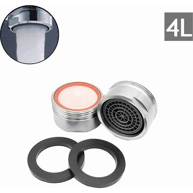 (4L) 2 PCS Water Saving Faucet Aerator Stainless Steel Shell M24 Male Thread