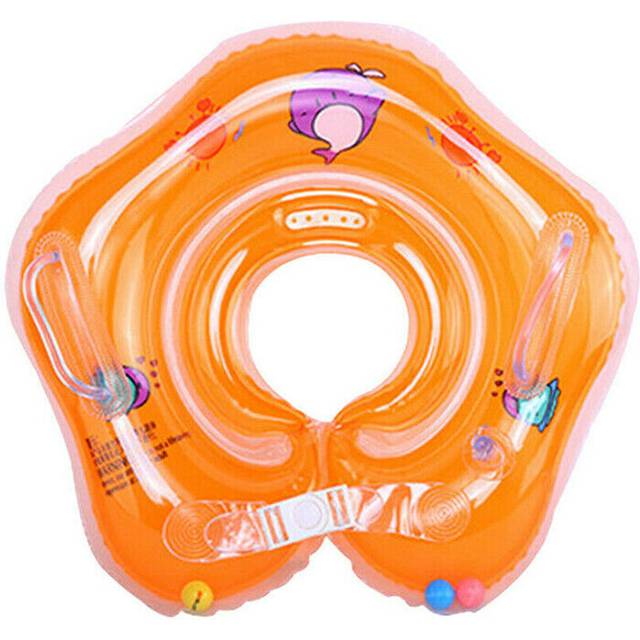 (Orange) Baby Swimming Pool Bath Shower Neck Floating Water Tub Inflatable Ring Circle 1-18Months