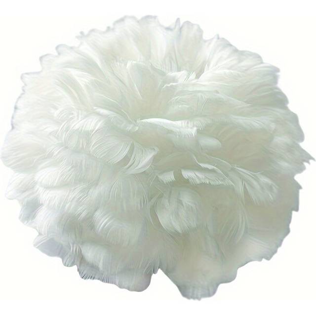 (White) Feather Decorative Lampshade, Bedroom Dining Room Shrink Overlapping Lampshade