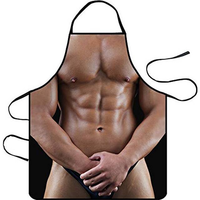Topways Funny Novelty Cooking Apron, Sexy Kitchen Apron Cooking BBQ Party Adult Chefs Apron For Men Women Funny Gift (Strong Man)