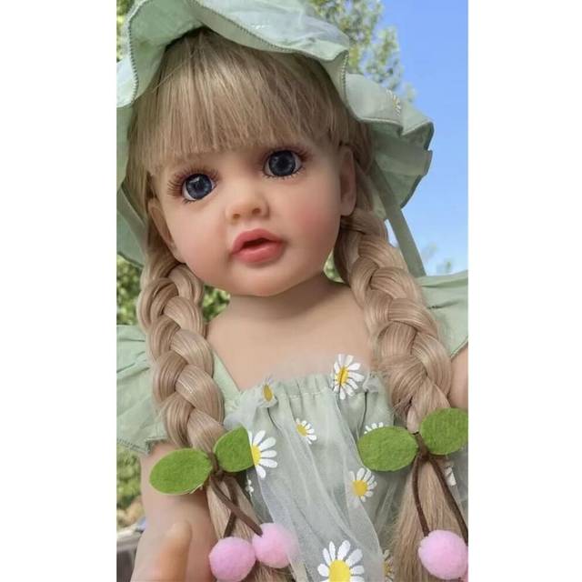 (green, 55cm) Npk 55cm Baby Doll Girl Reborn Princess Soft Full Body Silicone Bath Doll