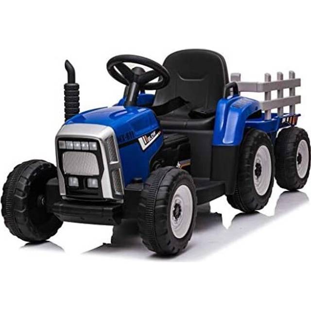 Epic Play Kids Farm 12v Electric / Battery Ride on Tractor and Trailer with remote control Blue,EPICXMX611B