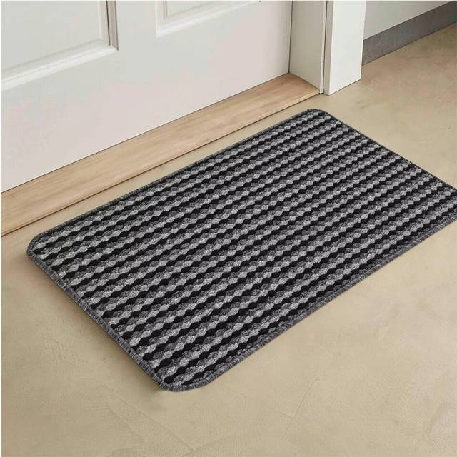(Anthracite, 40x60cm) Washable Door Mats Non Slip Stripe Kitchen, Corridor, Hallway Runners Rugs Mats