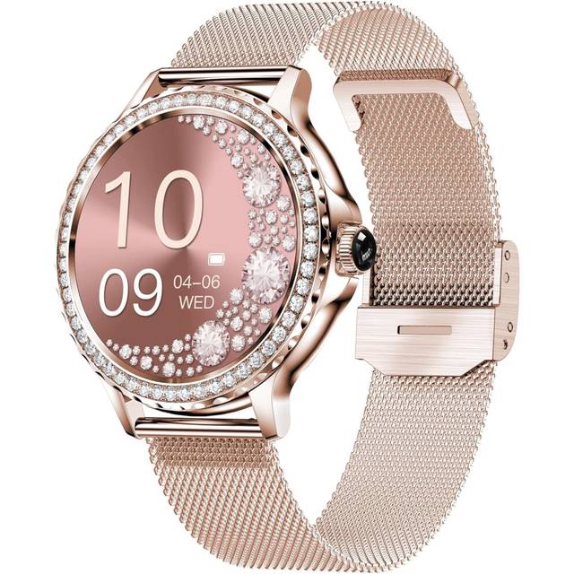 1.3 Inch Women Smart Watch with Sleep Detection, Heart Rate Blood Pressure for iOS Android Devices, Rose Gold
