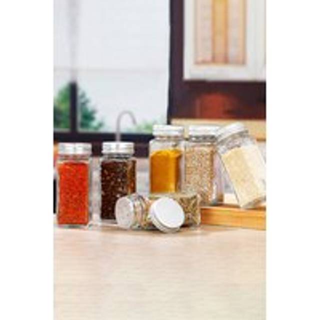 12pcs Glass Spice Bottle Spice Jars Salt Seasoning Jars with Metal Screw Lid - Clear - 12 Pack