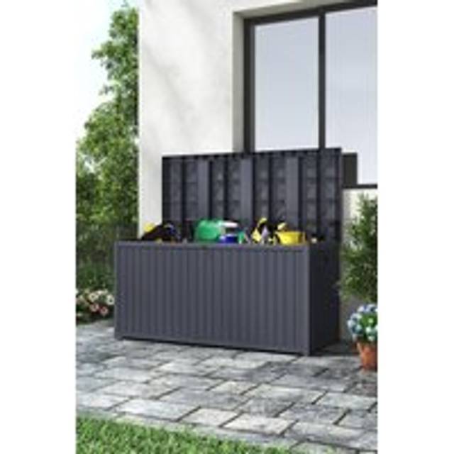Sturdy Waterproof Outdoor Garden Storage Box - Grey - One Size