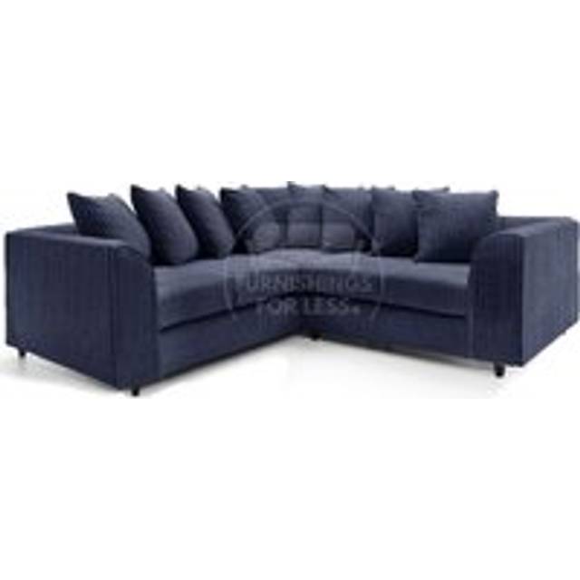 Ferguson 5 Seater Fabric Corner Sofa L Shaped Jumbo Cord - Scatter Back - Navy - One Size