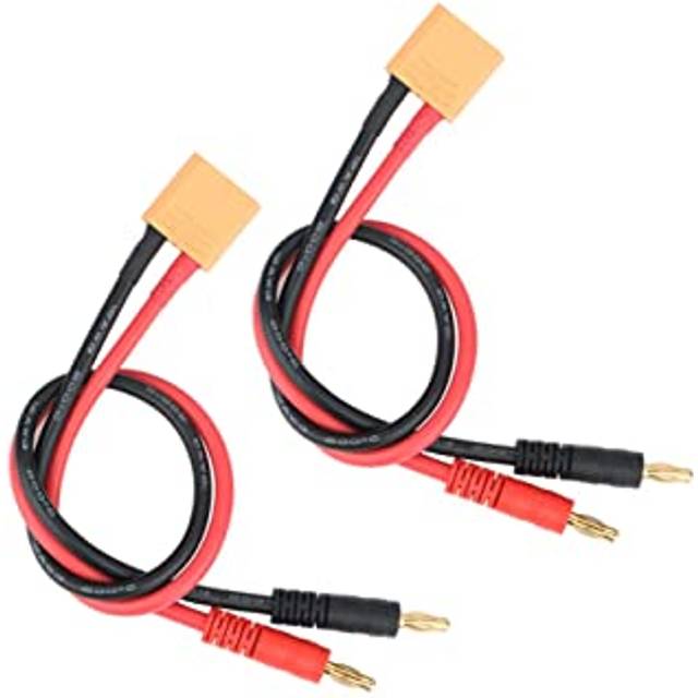 2 pack xt90 connector plug, 4mm banana plugs battery charge lead adapter cable,