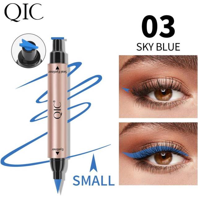 (03) Colour Eyeliner Stamp Seal Pen Long Lasting Waterproof Blue Eye Liner Liquid Black Pencil Make-up for Women Cosmetics Tool