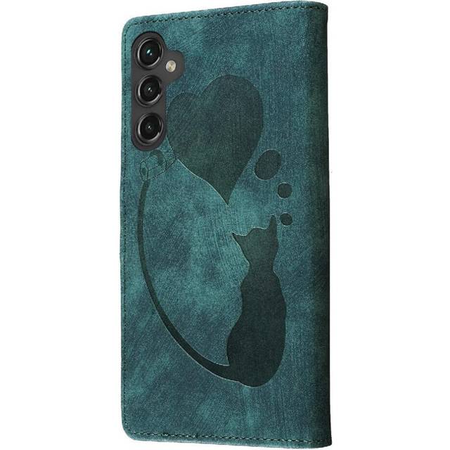 (Green) Flip Case for Samsung Galaxy A36 5g Wallet Case Holder Cover Card Pocket Embossed Cute Cat