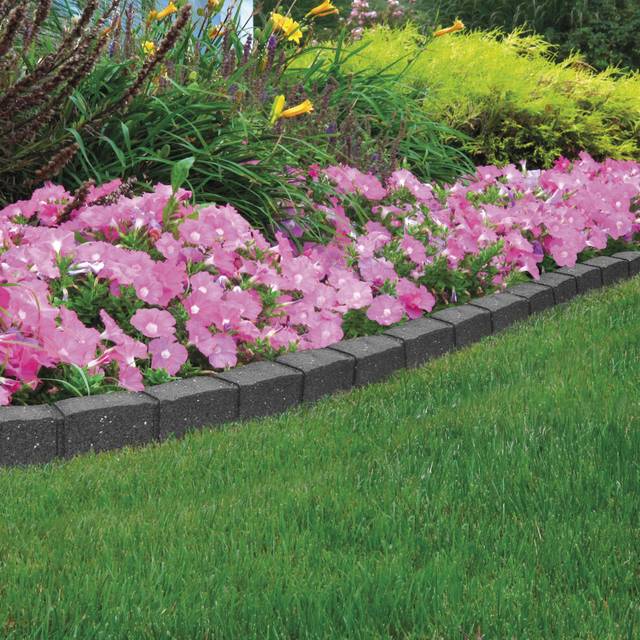 Garden Border Flexible Edging Stone Effect Eco Friendly Recycled Rubber (1 x 120cm, Grey)