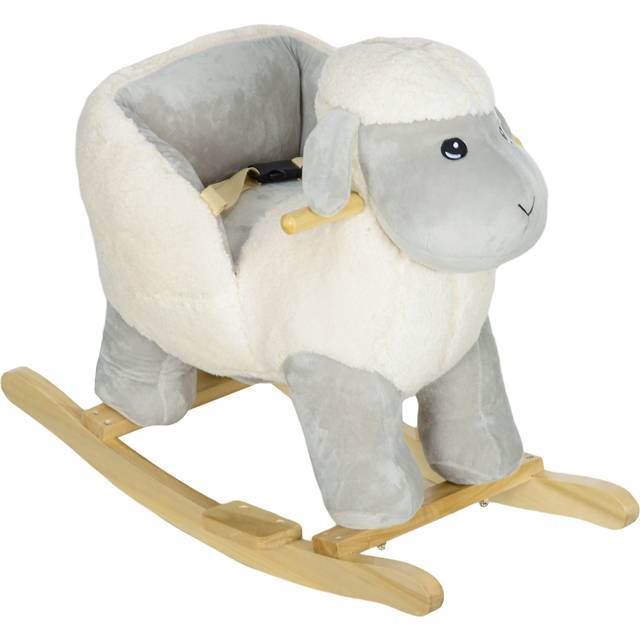 AIYAPLAY Baby Rocking Horse with Safety Belt, Sound, for 1-3 Years, Grey