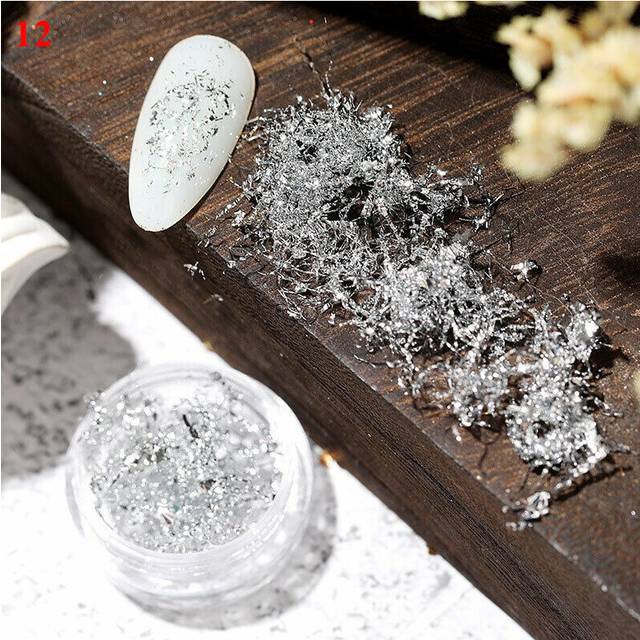 Nail Foil Paper Holographic Flakes Nail Art Sticker 3D Manicure Decoration Gold