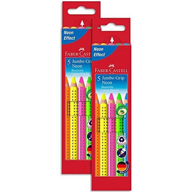 110994 Jumbo Grip Neon Colouring Pencils, Pack of 5 (2 Packs, Colouring Pencils)