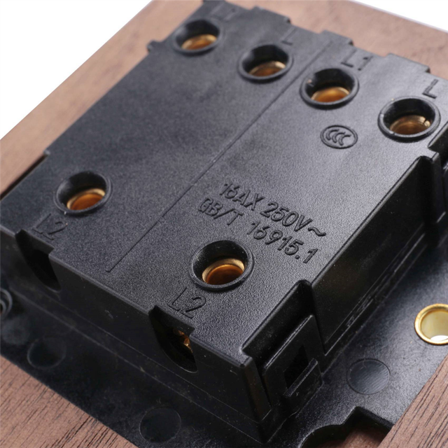 4X American Industrial Style Light Switch Socket, Solid Wood Brass Toggle Plate, Antique Home Stay Switch(2)