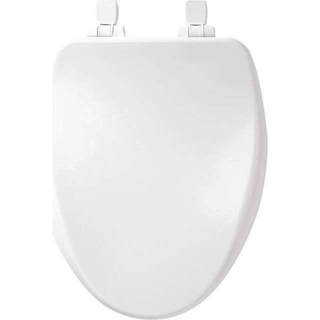 Slow Close Elongated White Enameled Wood Toilet Seat