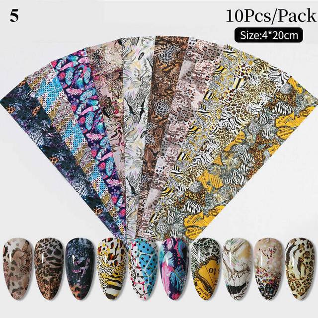 Mixed Nail Foils Nail Art Transfer Stickers Starry Marble Print Wraps Decal Tips