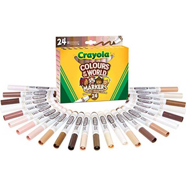 CRAYOLA 58-7804 Washable Maxi Tip Markers, Pack of 24, Assorted Represent The Skin Colour of People Around The World, No Color, 24 Count (Pack of 1)