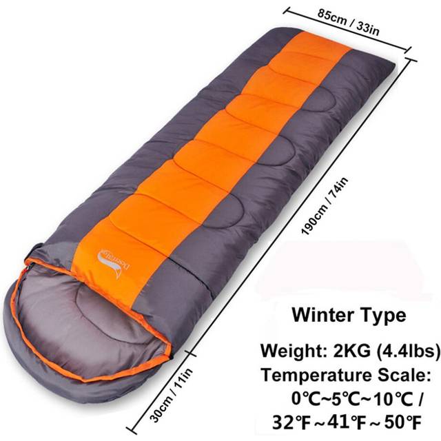 (Orange) Large Sleeping Bag for Adults 1pc Winter Type Envelope Warm Sleeping Bags Blanket for Camping Hiking Tourism