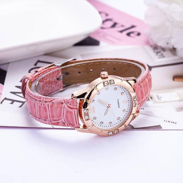 (pink) Luxury Womens Analig Quartz Wristwatches Leather Strap Luminous Watch Casual Business Dress Watch - Pink