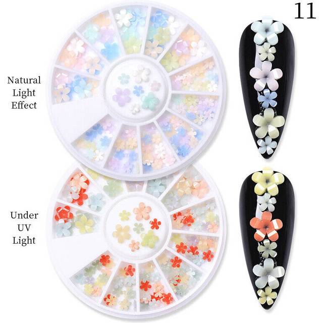 Nail Art Rhinestones Beads Clear Gold Round Pointed Flower Heart Studs Diamante