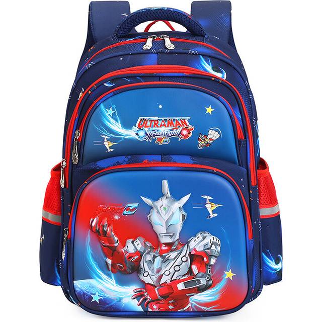 (Red Ultraman) Oxford Cloth Antipressure Backpack For Boys And Girls With Adorable Cartoon Prints