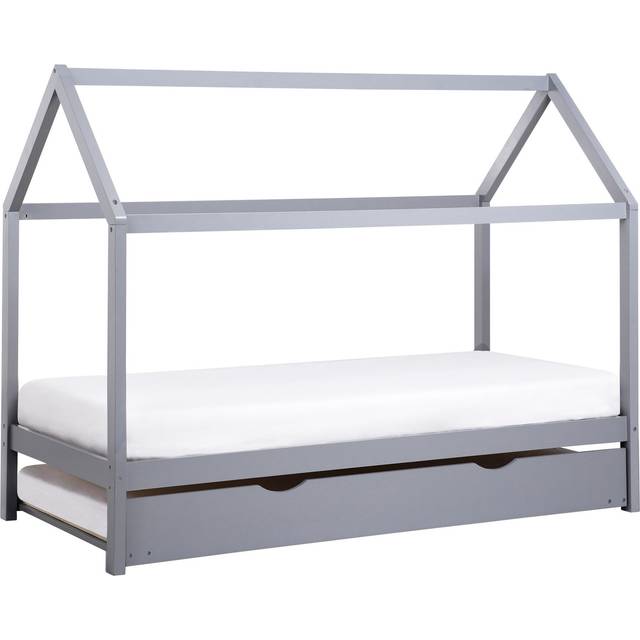 Beliani Kids Trundle Bed Pine Wood Crillon 90 X 200 Cm (Eu Single) Grey - One Size