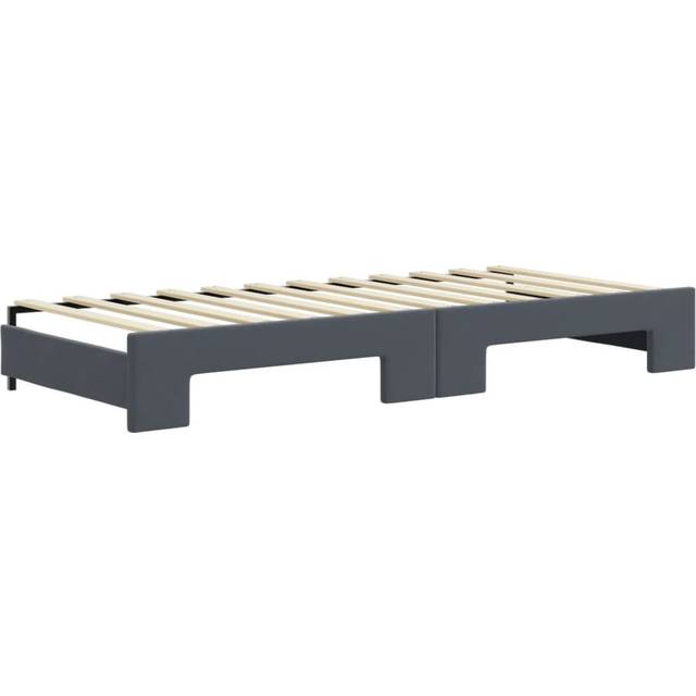 Dagbädd utdragbar med lådor mörkgrå 90x200 cm sammet
