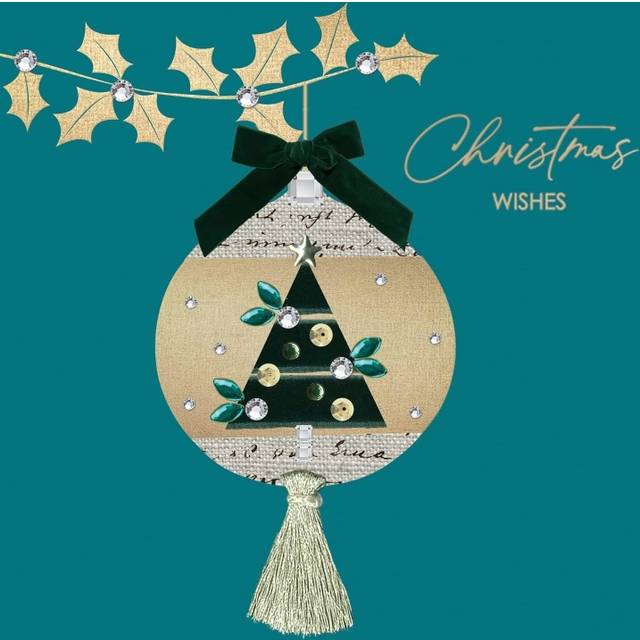 Jewelled Festive Bauble Luxury Hand-Finished Foiled Christmas Card Xmas Cards