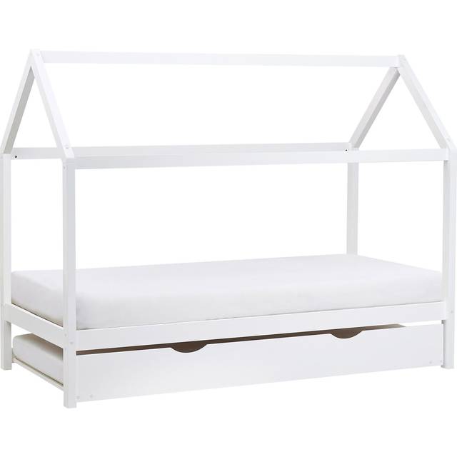 Beliani Kids Trundle Bed Pine Wood Crillon 90 X 200 Cm Eu Single White, White