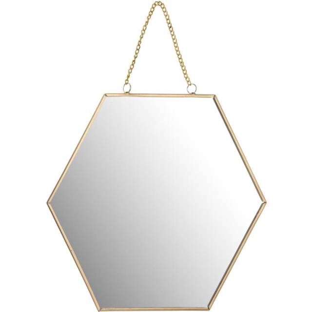 (M 22cm) Honeycomb Gold Hanging Plate Mirror With Chain