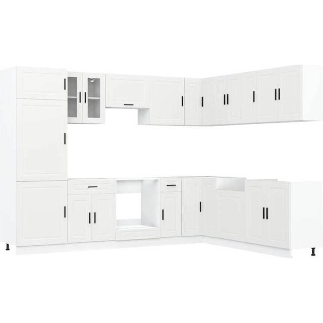 vidaXL 14 Piece Kitchen Cabinet Set Porto White Engineered Wood