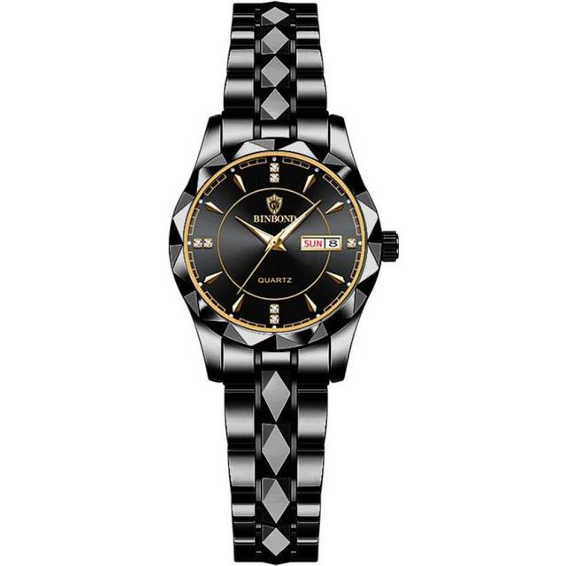 (antique black) 2023 New Trendy Business Ladies Watch Fashion Waterproof Luminous Stainless Steel Strap Automatic Date Week For Women - Black