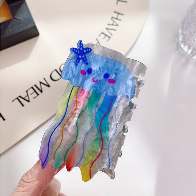 (Jellyfish 8.4cm) And Fashionable Versatile 8cm To 93cm Acrylic Hair Claw Clips With Adorable Animal Prints