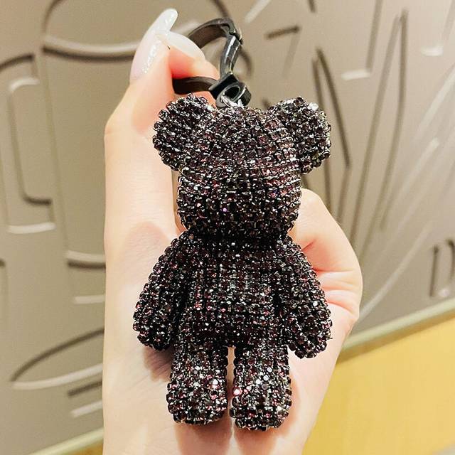 (Diamond) Crystal Glamorous Bear Keychain Trendy Car Bling And Purse Accessory