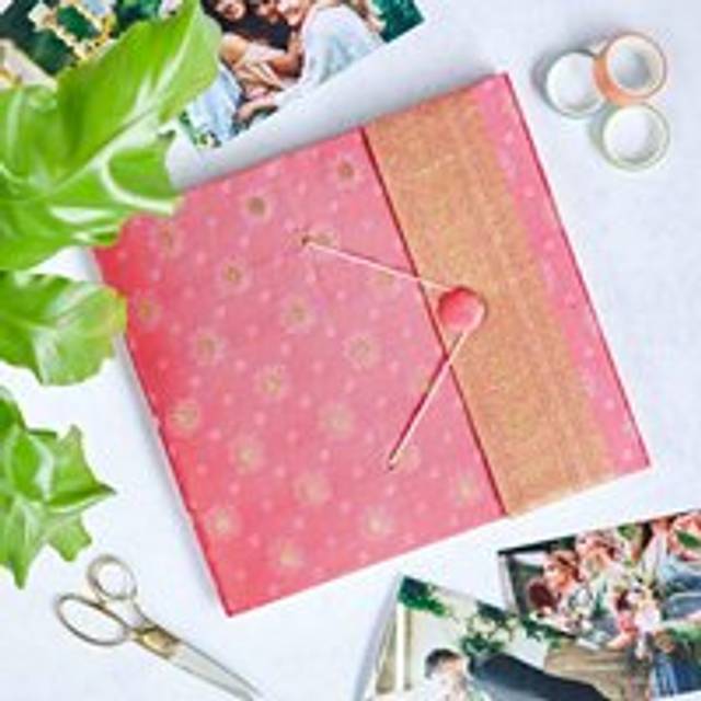 Large Sari Fabric Photo Album - Pink