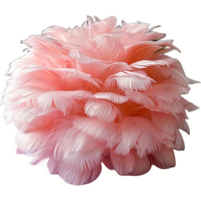 (pink) Feather Decorative Lampshade, Bedroom Dining Room Shrink Overlapping Lampshade