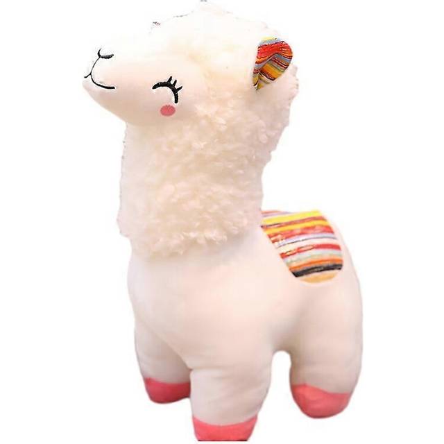 (White) Creative childrens plush toy cartoon plush toy squinting alpaca
