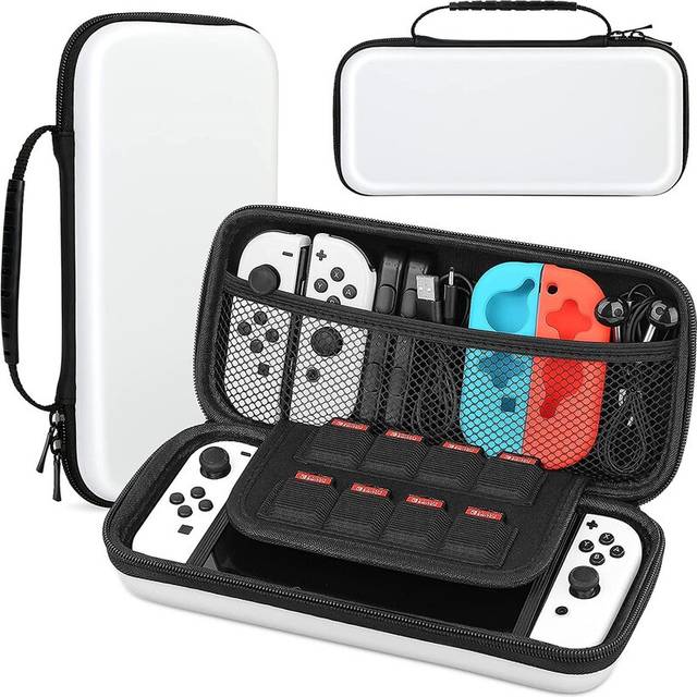 (A-White) Case for Nintendo Switch & OLED Model Protective Hard Portable Travel Carry Case Shell Pouch for Nintendo Switch Console