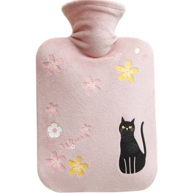 1000ML Creative Cat Portable Hot Water Bottle Winter Bowknot Plush Warm Cute Student Water Filled Explosion-proof Hand Warmers