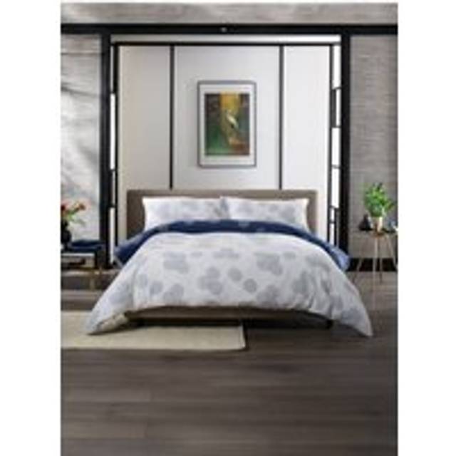 Hyogo Luxurious Japanese Inspired Print 100% Cotton Double Gauze Duvet Cover Set - Blue - Super King