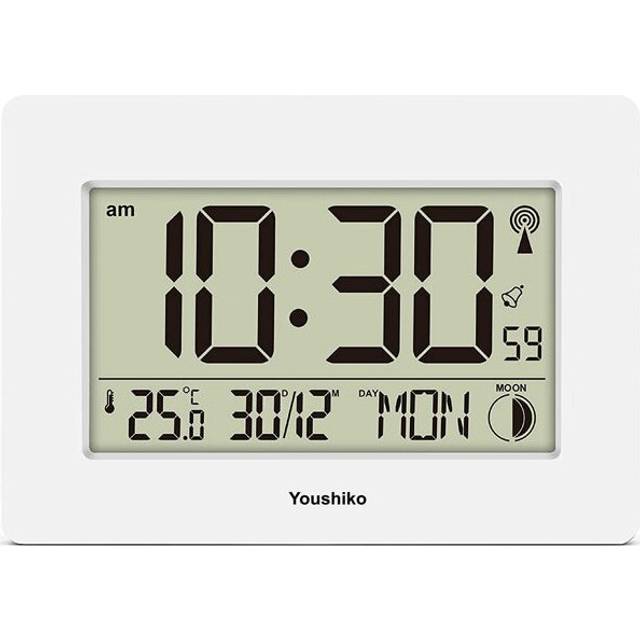 Radio Controlled LCD Wall Mountable and Desk Clock ( White  )