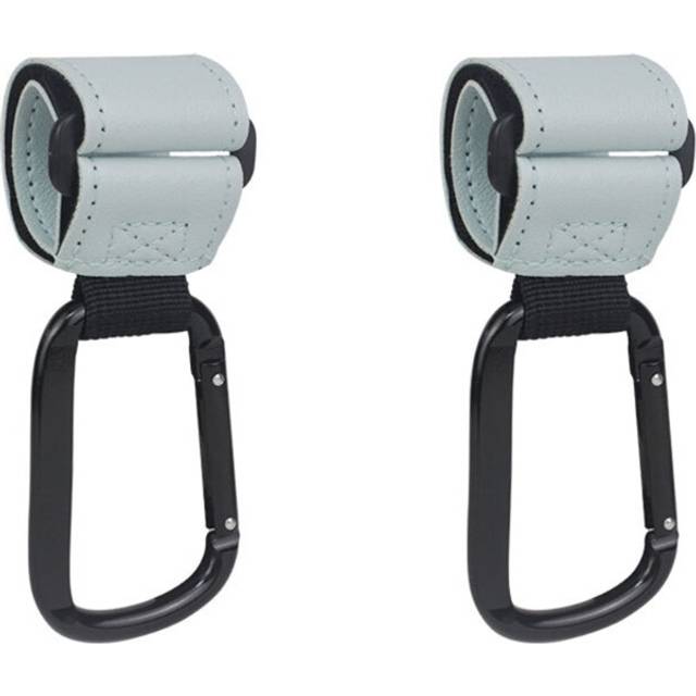 (2pcs light blue) Carabiner Stroller Hooks Pushchair Hook Mommy-Bag Hanging Hook Bike Accessory