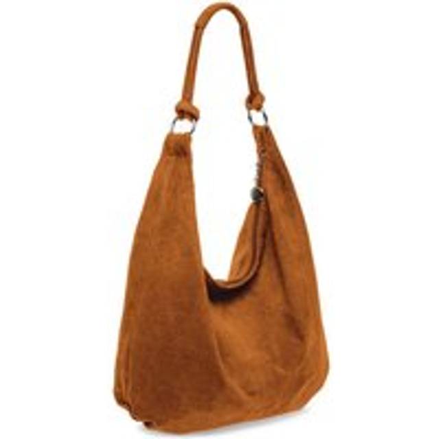 Large Slouch Italian Suede Suede Hobo Tote Shoulder Bag - Brown - One Size
